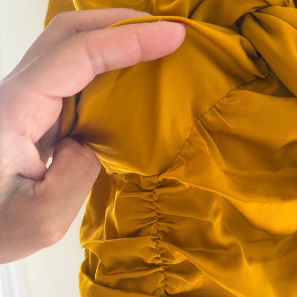 Express Yellow Gold Peplum Strapless Smocked Women's Tube Top NWT - Picture 9 of 9